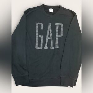 GAP Black Crewneck Sweatshirt | Large L | Tonal Logo Graphic |